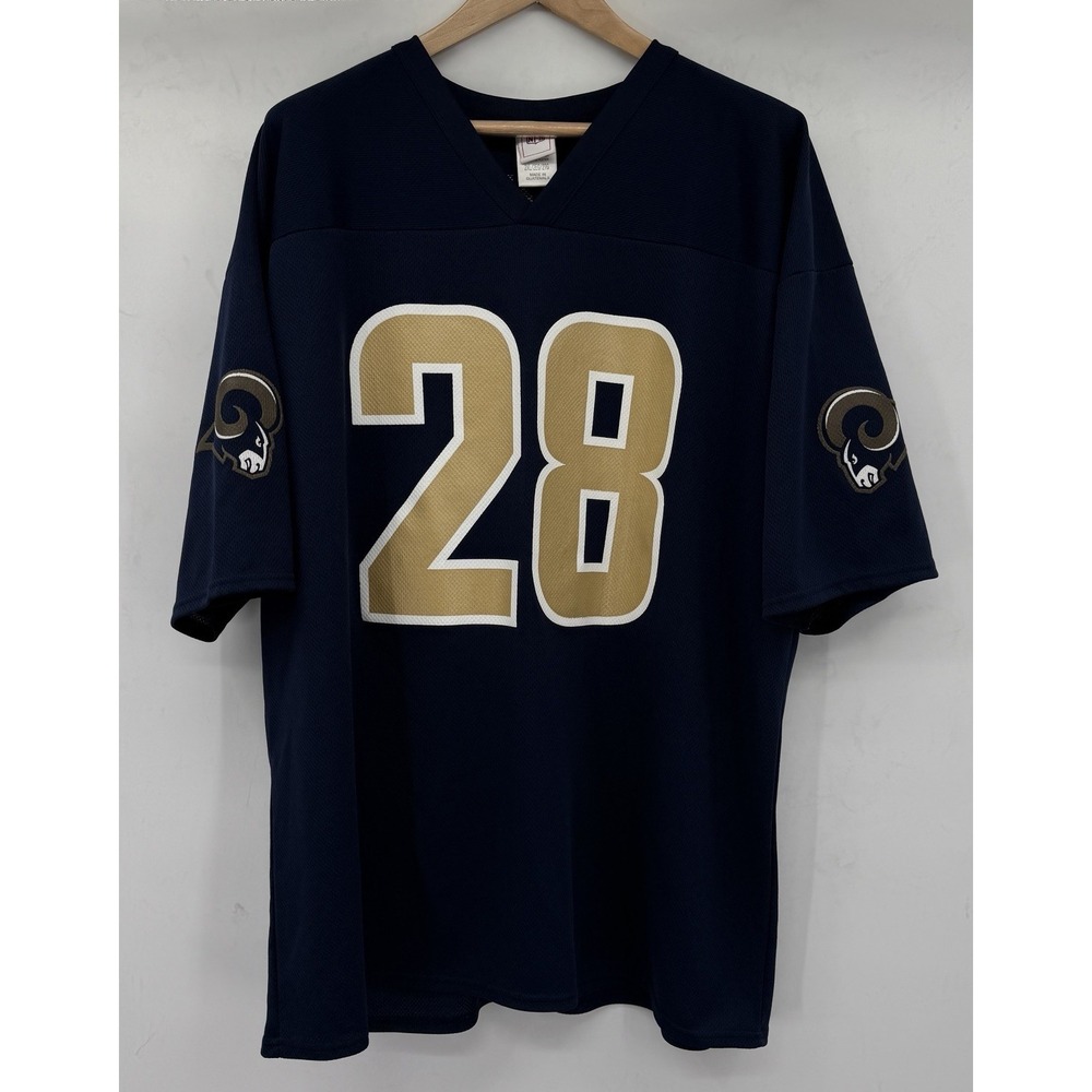 Marshall Faulk 28 St Louis Rams Jersey 2XL NFL Team Apparel Navy Gold Micro Mesh